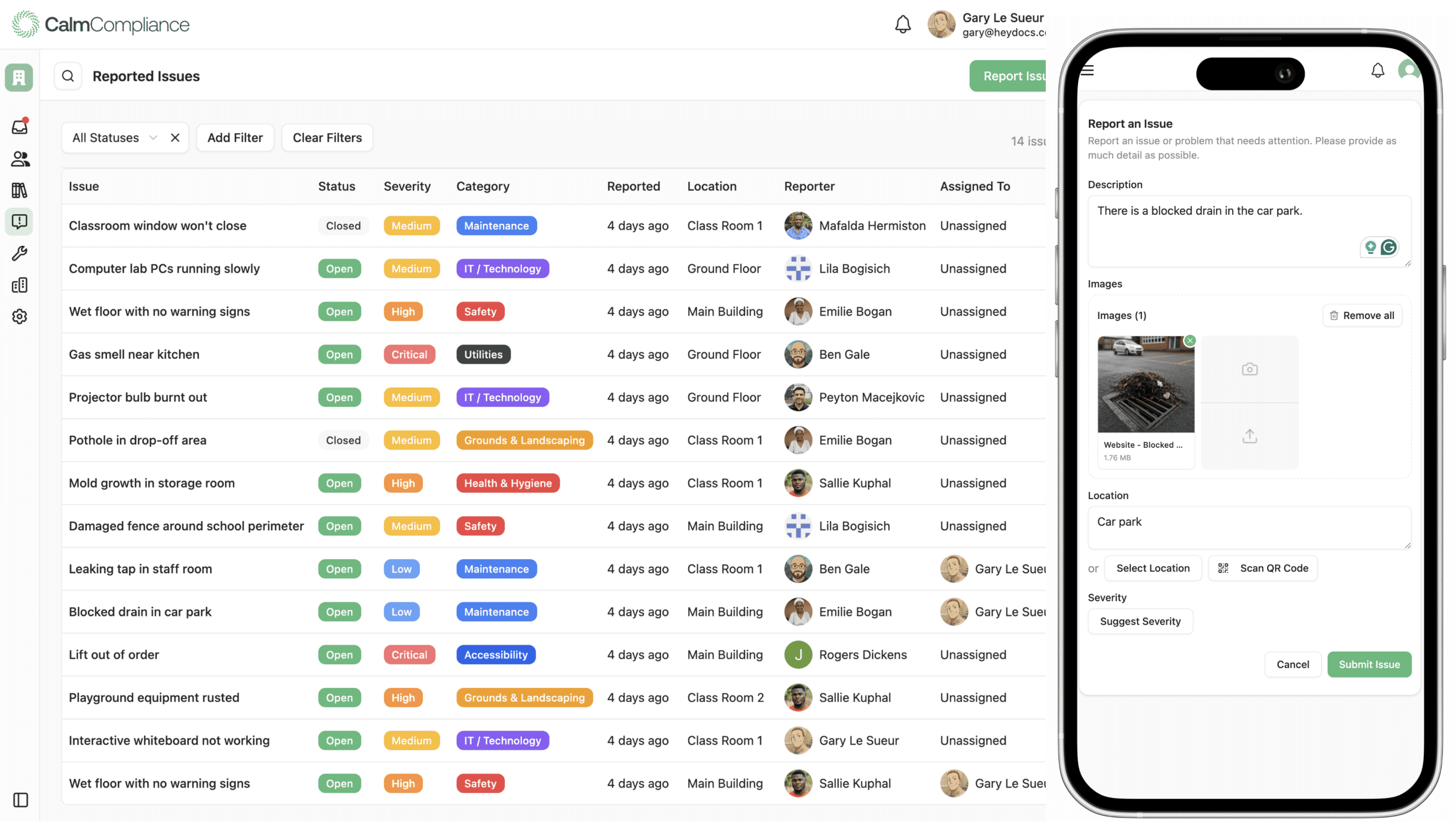 Issue tracking interface showing priority management and team collaboration