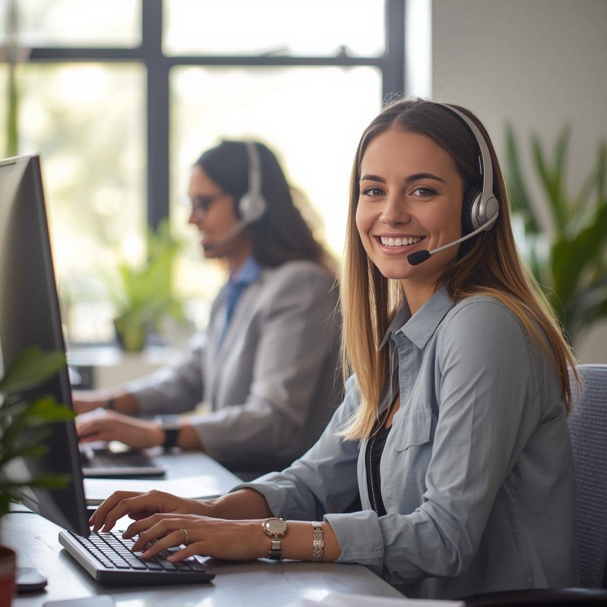 Friendly team member wearing a headset, ready to help you get started